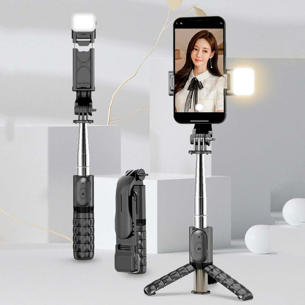 Tr&iacute;pode Extensible para Selfies con Luz LED y Control Remoto