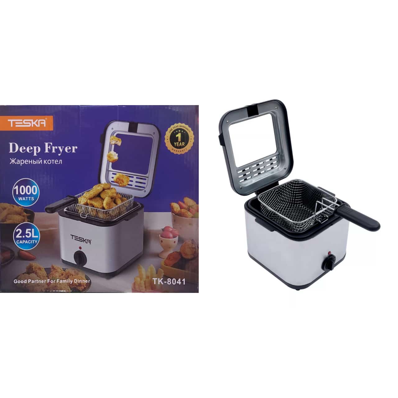 Freidora el&eacute;ctrica con capacidad de aceite 1000 W 2,5 L con control de temperatura